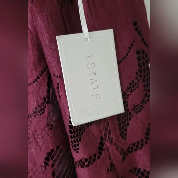 1.State Womens Lace One Shoulder Blouse  - Burgundy NWT SIZE S - Picture 12 of 12